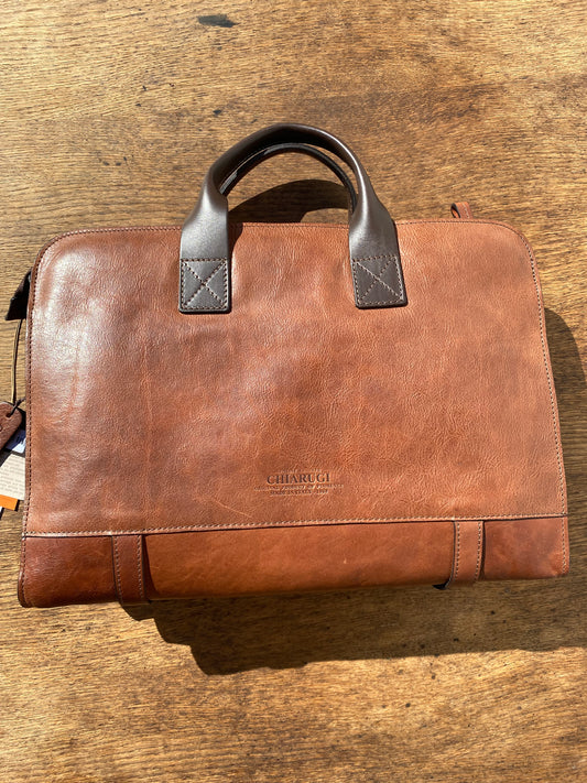 Genuine Leather Brown Handbag-Briefcase Chiarugi - Italian Design | Lapino Dovanos