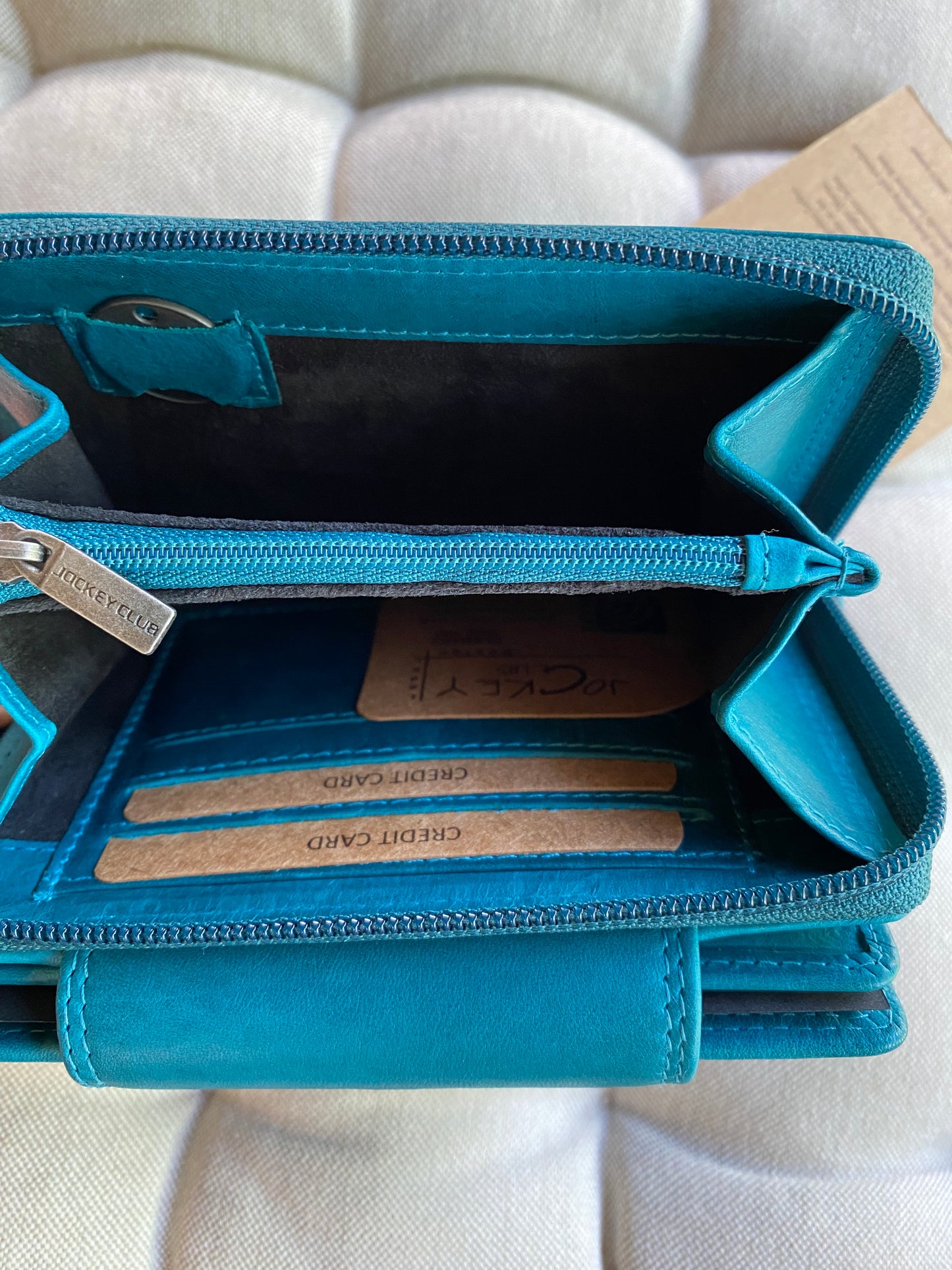 Women's Genuine Leather Wallet with Butterflies – Petrol (Teal) | Jockey Club | Lapino Dovanos