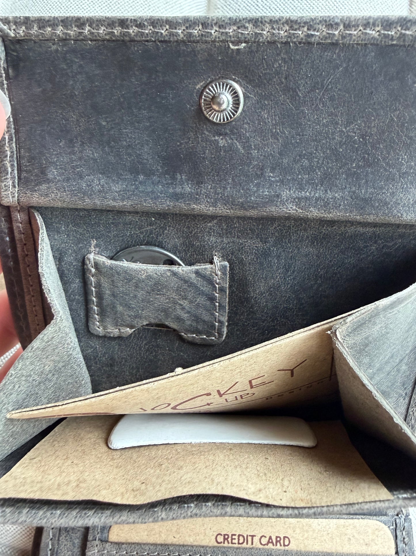 Men's Genuine Leather Wallet with Boar – Vertical | Grey | Jockey Club | Lapino Gifts