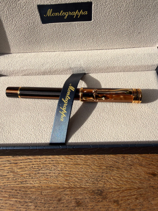 Montegrappa Venetia rašiklis (rollerball), gintaro spalva, aukso akcentai