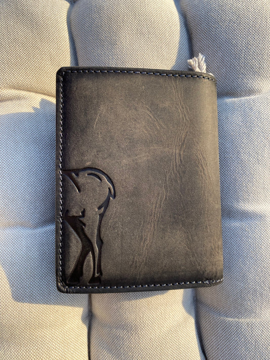 Men's Genuine Leather Wallet with Deer – Grey | Jockey Club | Lapino Dovanos