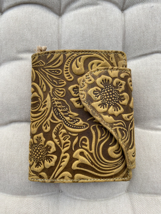 Women's Genuine Leather Wallet with Floral Pattern