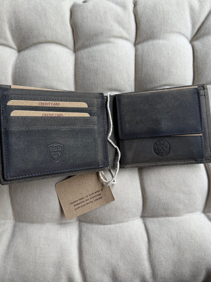Men's Genuine Leather Wallet with Boar - Grey | Jockey Club | Lapino Dovanos