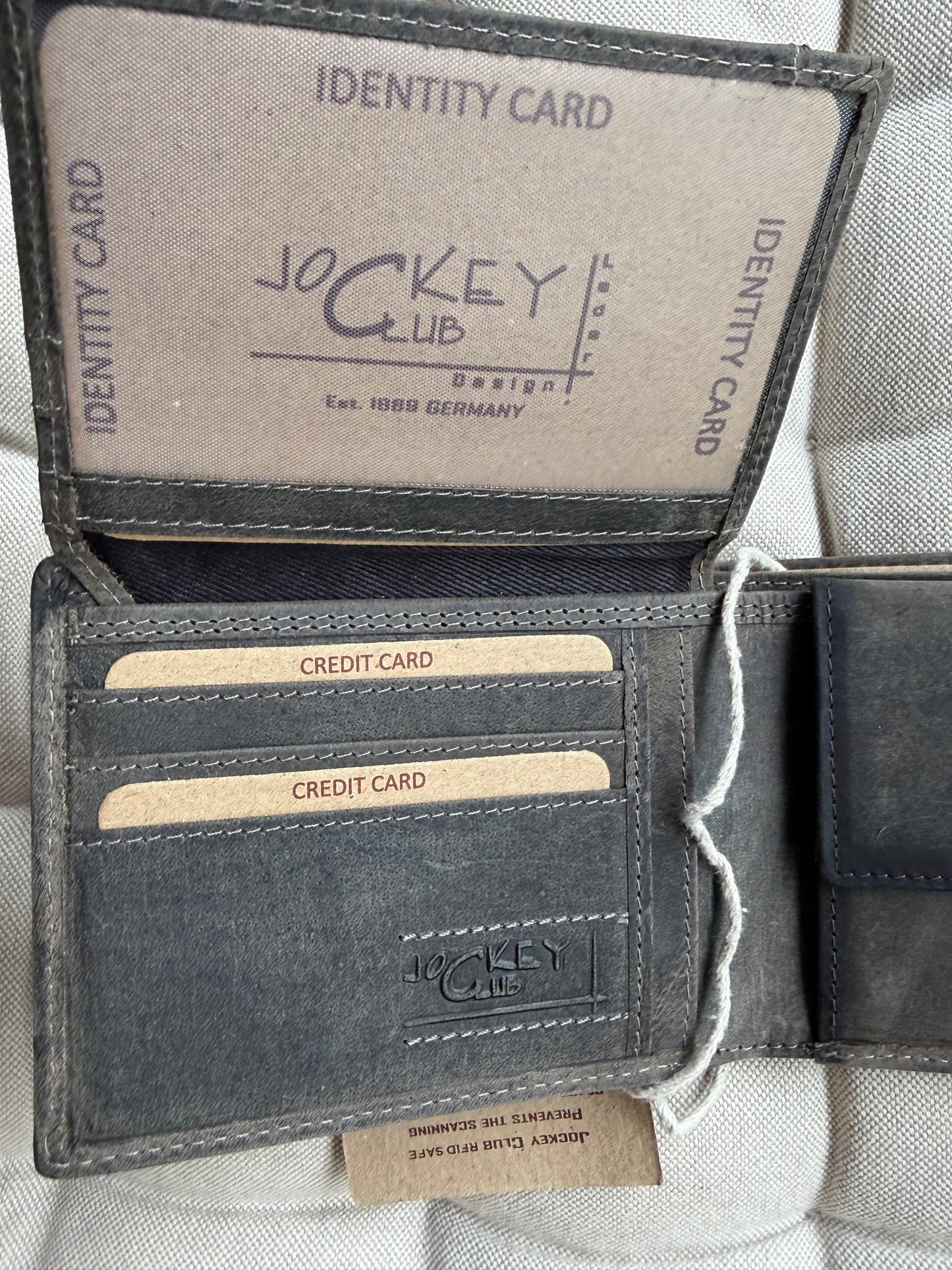 Men's Genuine Leather Wallet with Boar - Grey | Jockey Club | Lapino Dovanos