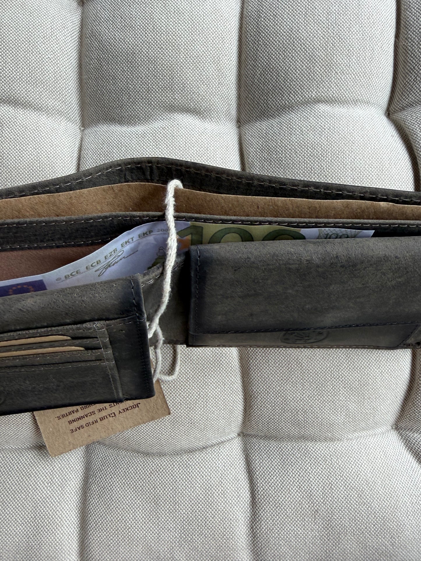 Men's Genuine Leather Wallet with Boar - Grey | Jockey Club | Lapino Dovanos