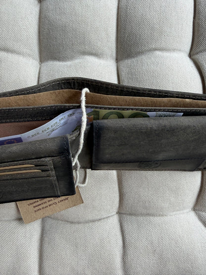 Men's Genuine Leather Wallet with Boar - Grey | Jockey Club | Lapino Dovanos