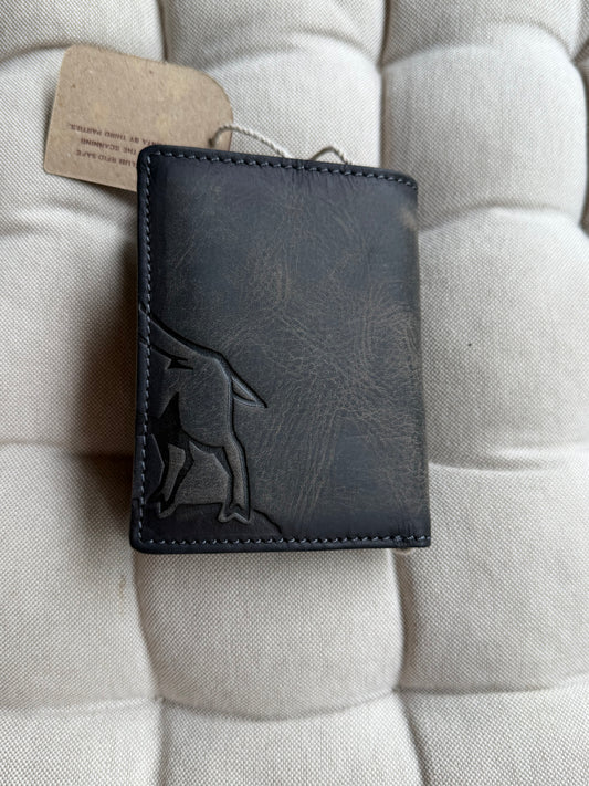 Men's Genuine Leather Wallet with Boar – Vertical | Grey | Jockey Club | Lapino Gifts