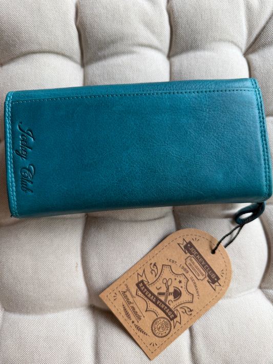 Women's Genuine Leather Wallet with Butterflies – Petrol (Blue-Green) | Jockey Club | Lapino Dovanos