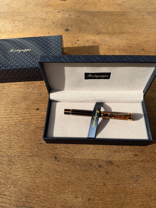 Montegrappa Venetia rašiklis (rollerball), gintaro spalva, aukso akcentai